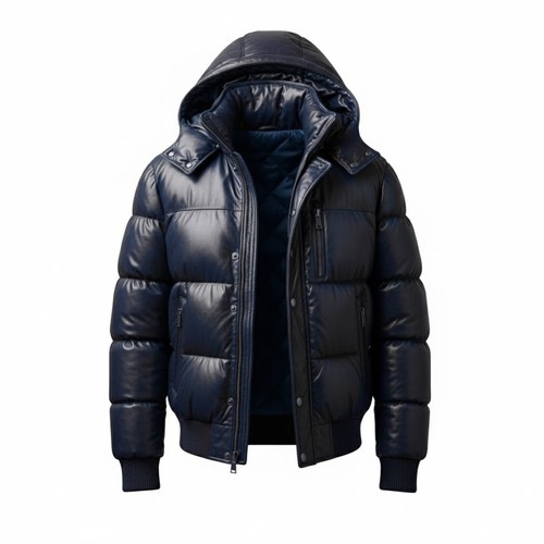 Men genuine leather puffer - genuine,